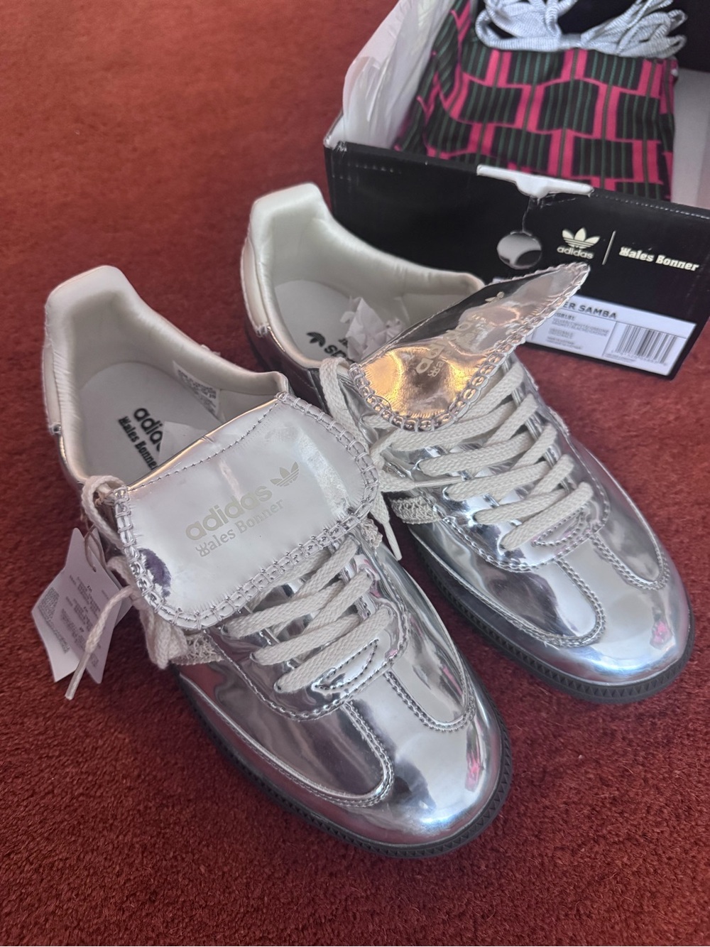 adidas x Wales Bonner Metallic Silver Samba Lace-Up Sneakers